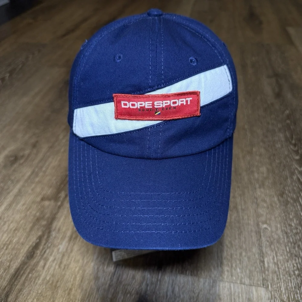 Dope Sport Hat Navy Blue White Red Yacht Sail‎ UK London Look Dad Cap